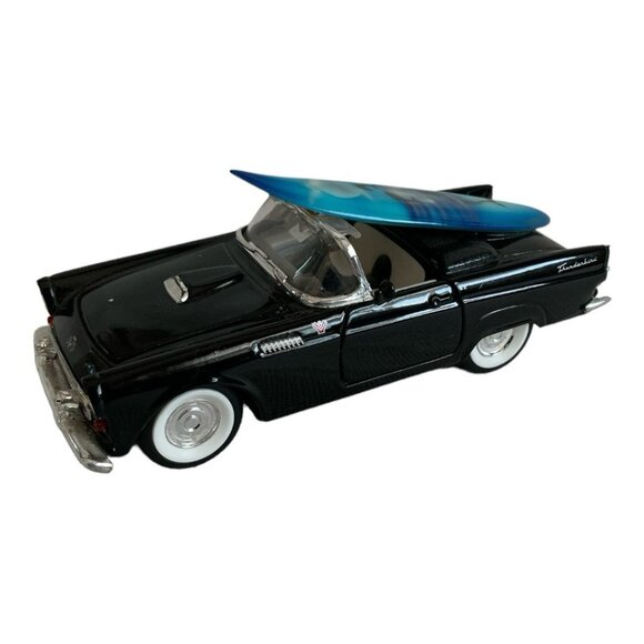 1955 Ford Thunderbird Black Die-Cast Model Car Dolphins Surfboard Rare - Picture 2 of 4